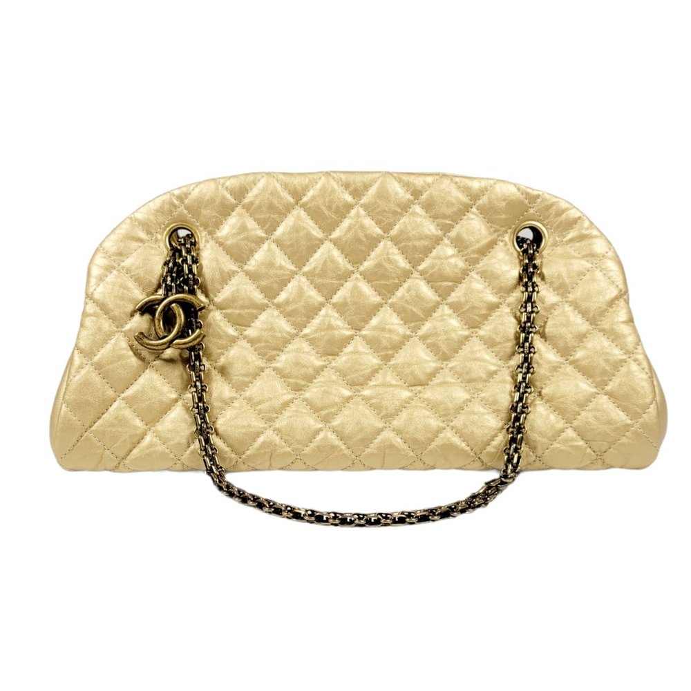 Chanel Gold Leather Just Mademoiselle Bowling Bag